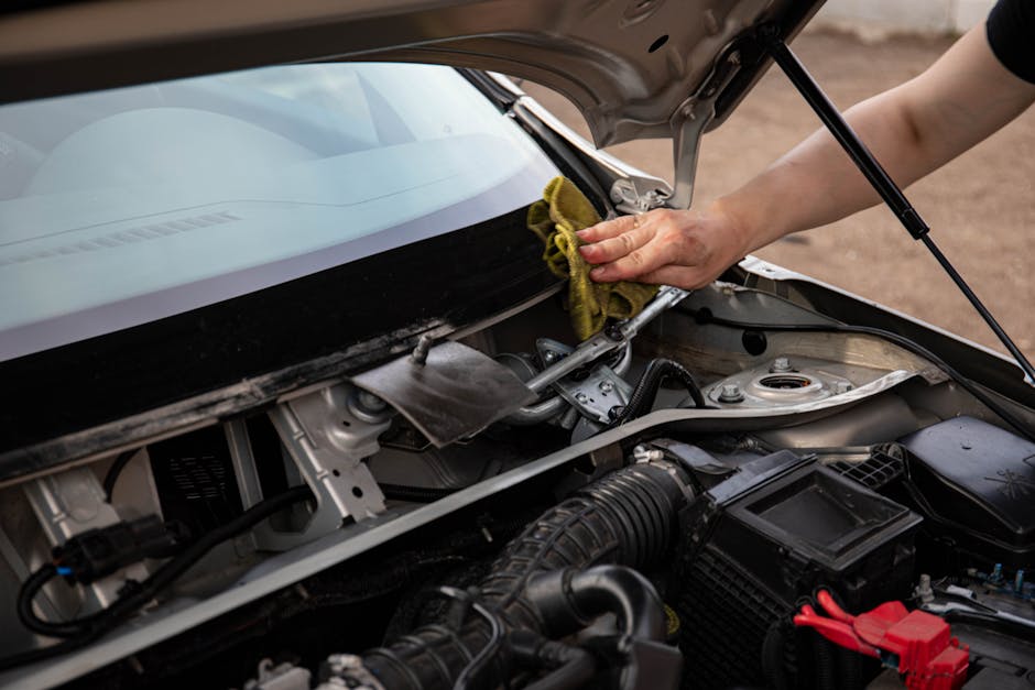 Detailed view of chip repair on auto glass